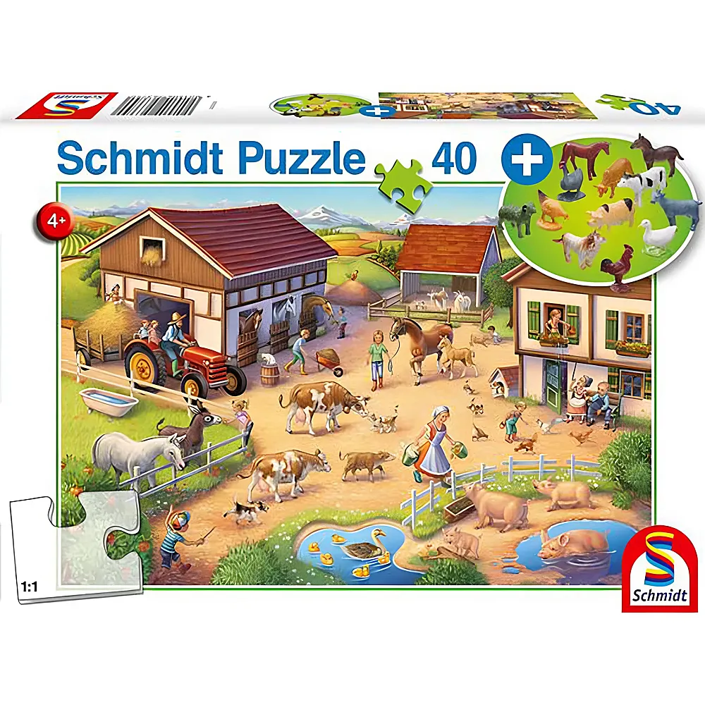 Schmidt Puzzle Lustiger Bauernhof inkl. Figuren 40Teile