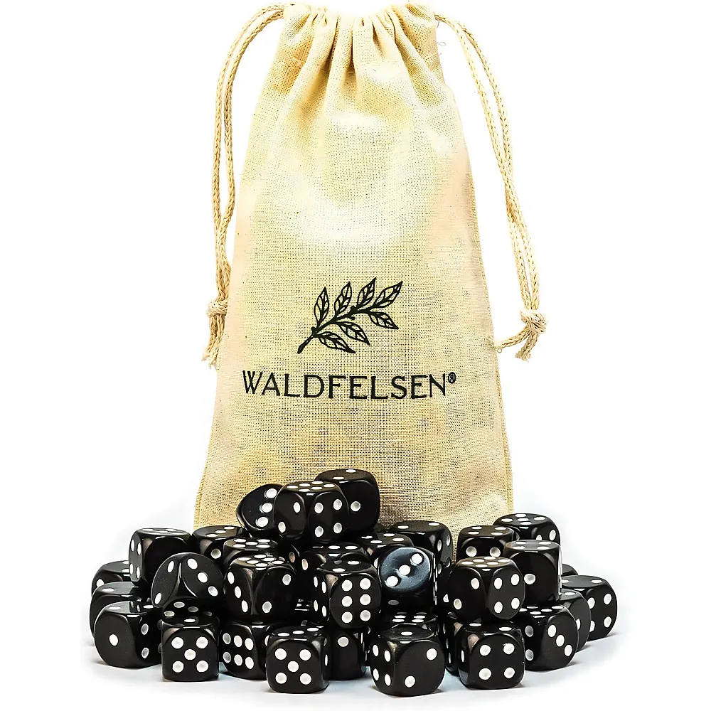 Waldfelsen Hochqualitative W�rfel Standardgr�sse 16mm Schwarz - 50 Teile