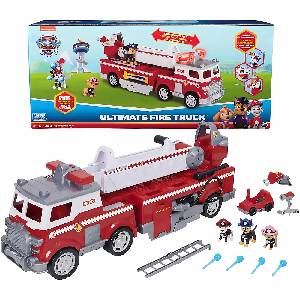 Spin Master Paw Patrol Marshall's Feuerwehrauto mit ausziehbarer Leiter, Licht und Sound - Schutz & Rettung