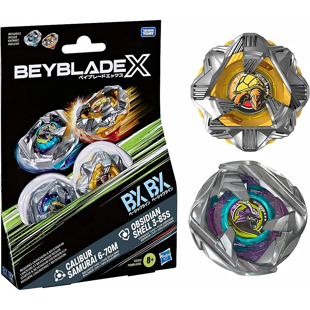 Beyblade Calibur Samurai 6-70M BX & Obsidian Shell 3-85S BX