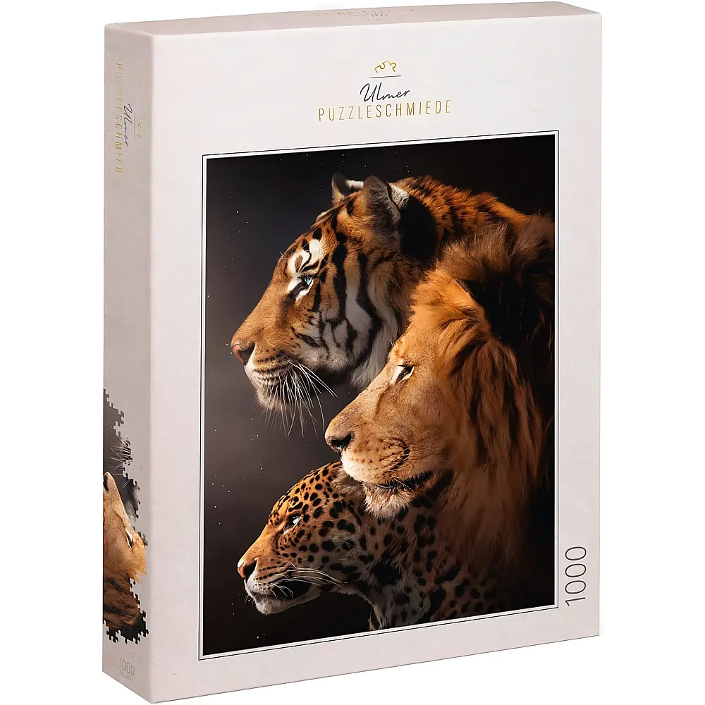 Ulmer Puzzleschmiede Imposantes Raubkatzen mit Tiger, L�we und Leopard - 1000 Teile