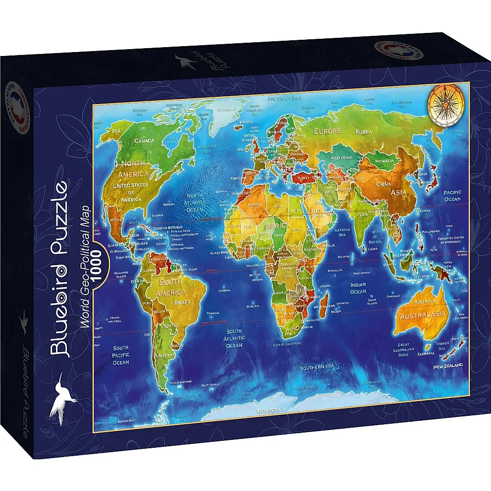 Bluebird Puzzle World Geo-Political Map - 1000 Teile
