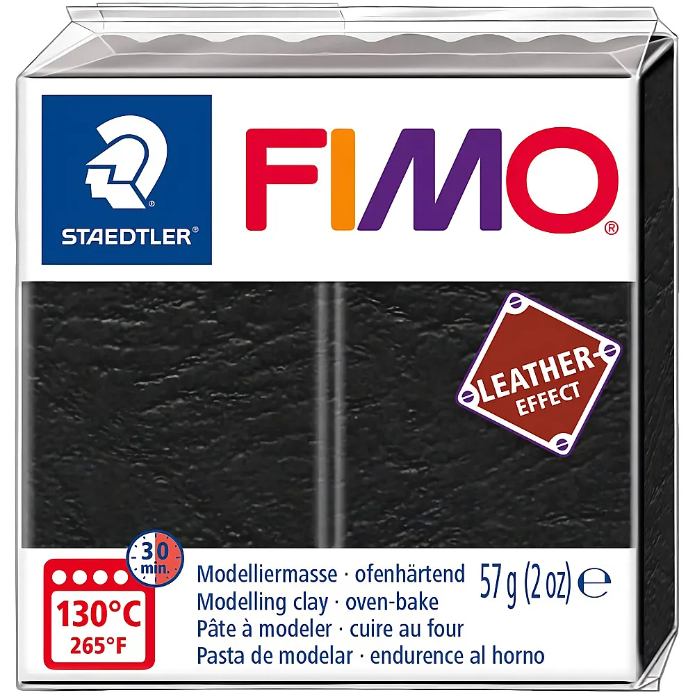 Fimo Leather-Effect Modelliermasse Schwarz - 57 g