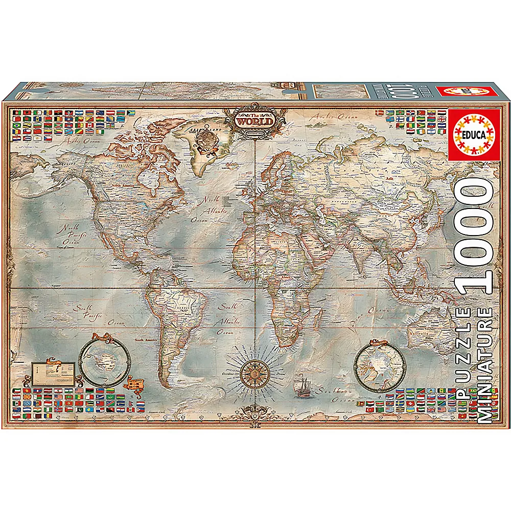 Educa Puzzle Miniature Politische Weltkarte 1000Teile
