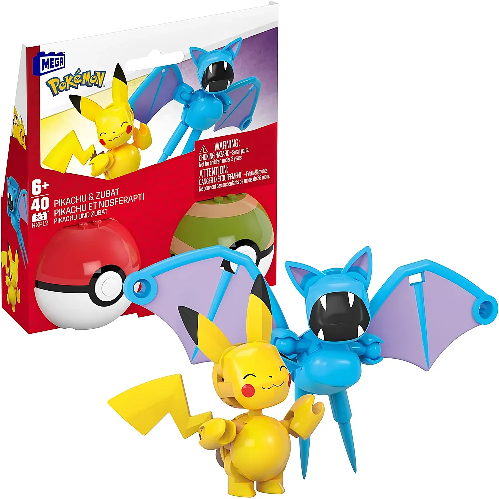 Mega Construx Pok�mon Pok�ball Pikachu und Zubat - 40 Teile