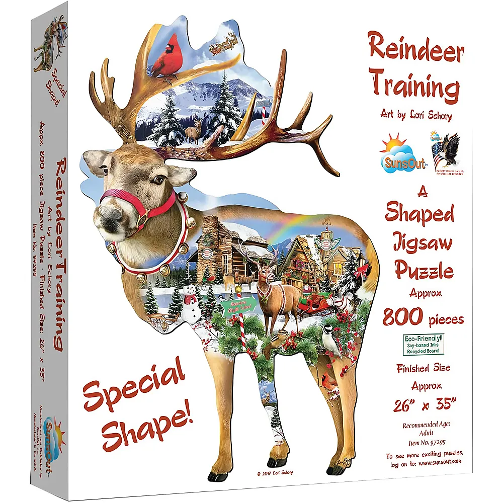 SunsOut Puzzle Lori Schory Reindeer Training - 800 Teile