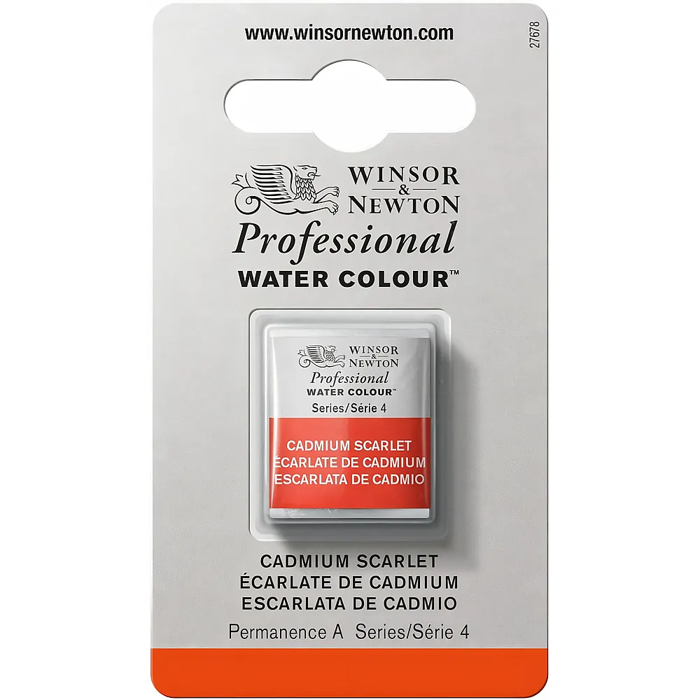 Winsor & Newton Professional Water Colour Aquarellfarbe Kadmiumscharlach - 1/2 Napf | Farbe & Kreide