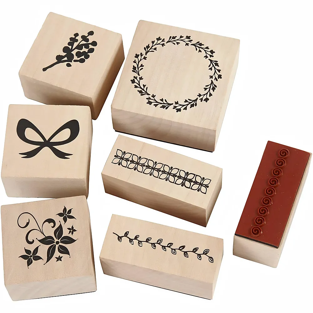 Creativ Company Holzstempelset Natur - 7 Teile