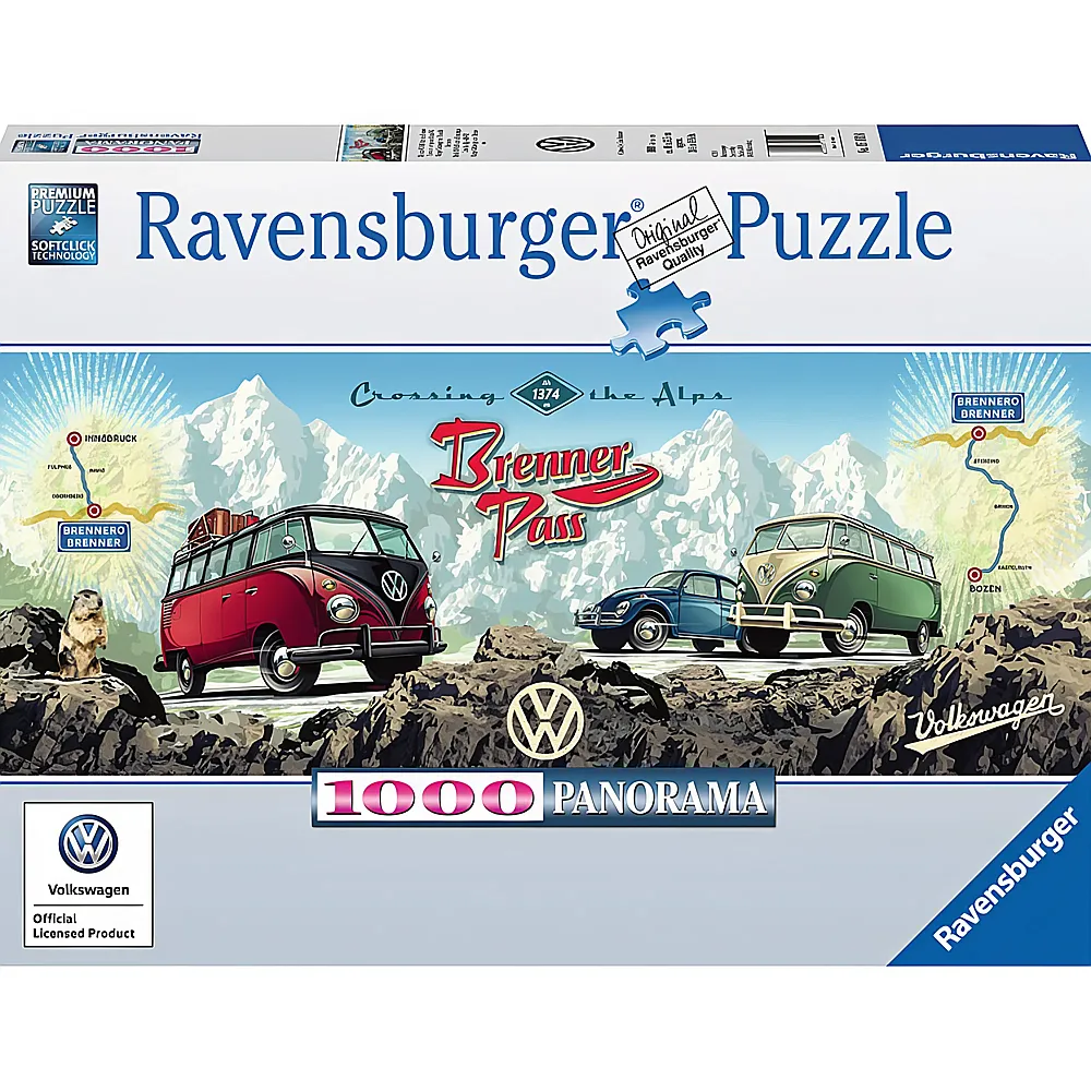 Ravensburger Puzzle Panorama VW Mit dem Bulli ber Brenner 1000Teile