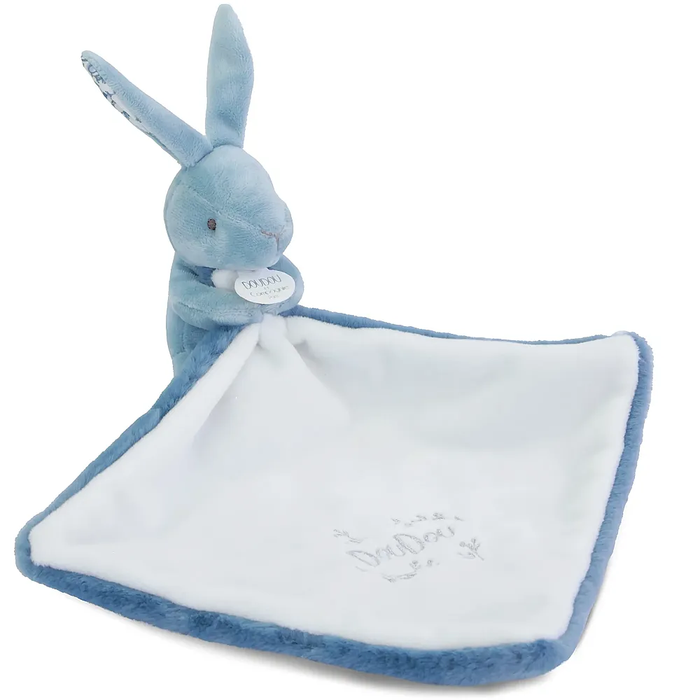 Doudou et Compagnie Hase mit Schmusetuch Blau - 10 cm