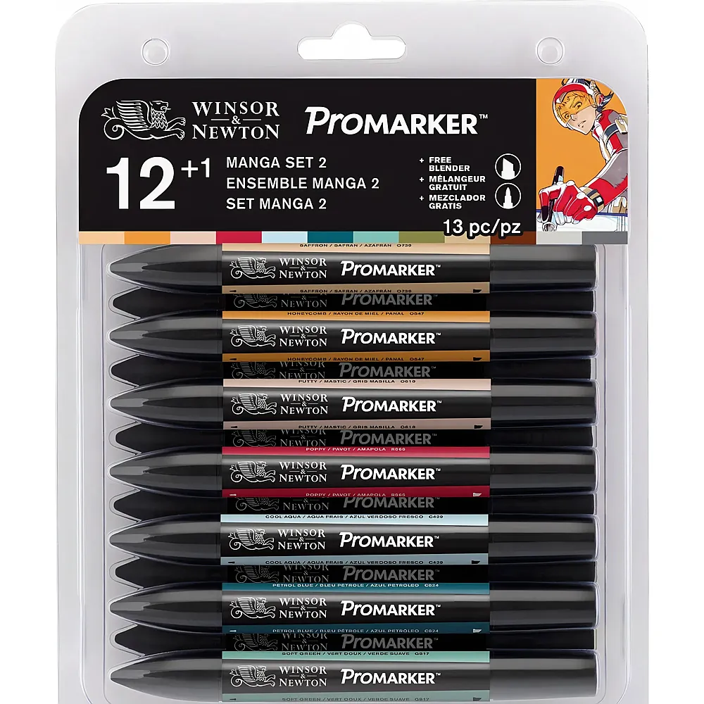 Winsor & Newton W&n Promarker 12+1 Set Manga Extension Pack 2