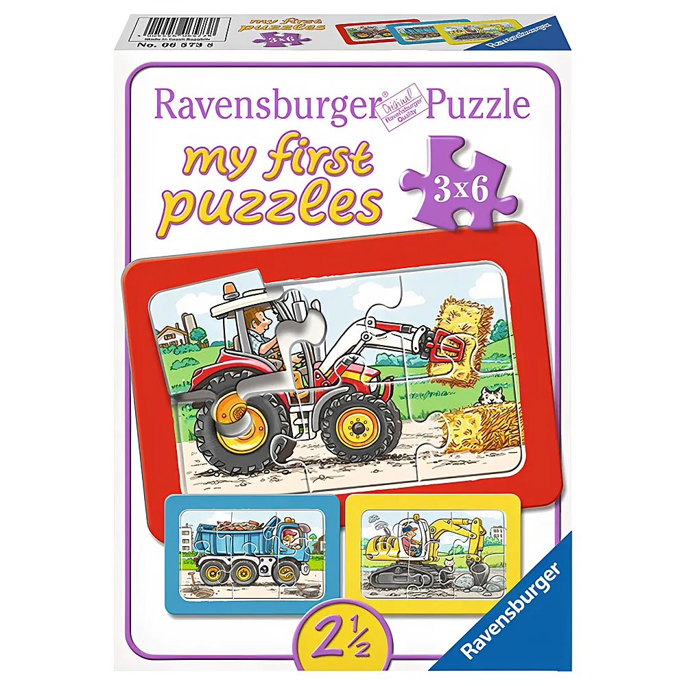 Ravensburger Puzzle Bagger, Traktor und Kipplader 3x6