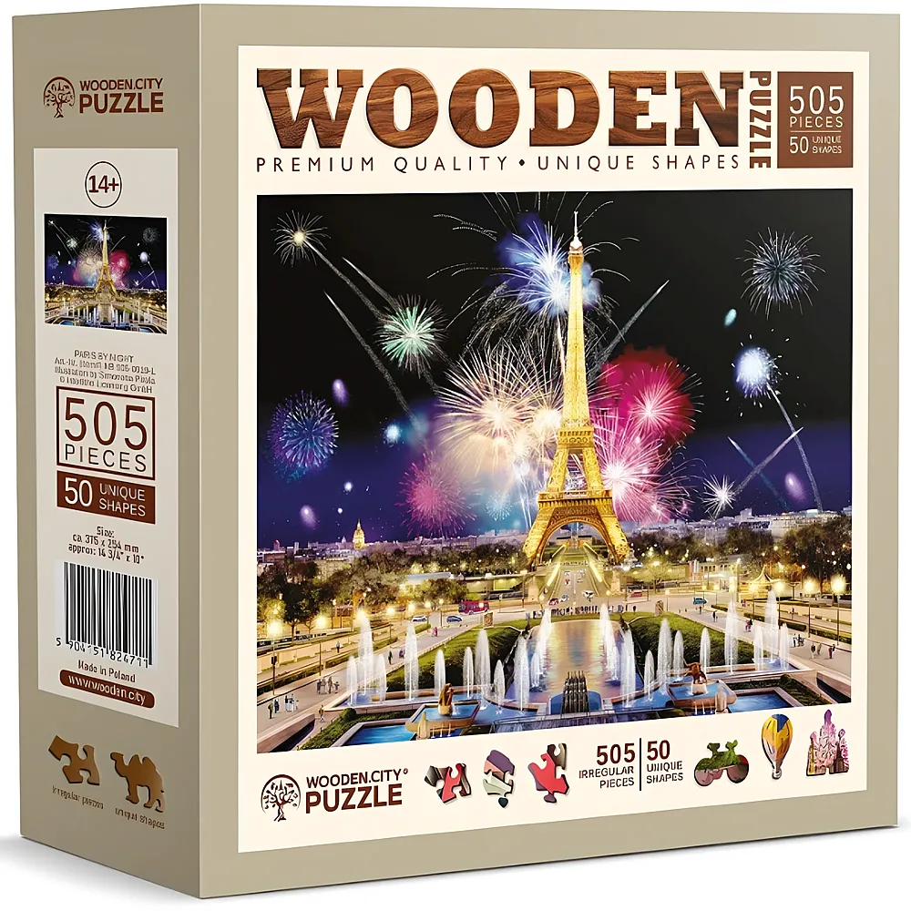 Wooden City Puzzle Paris by night L 505Teile