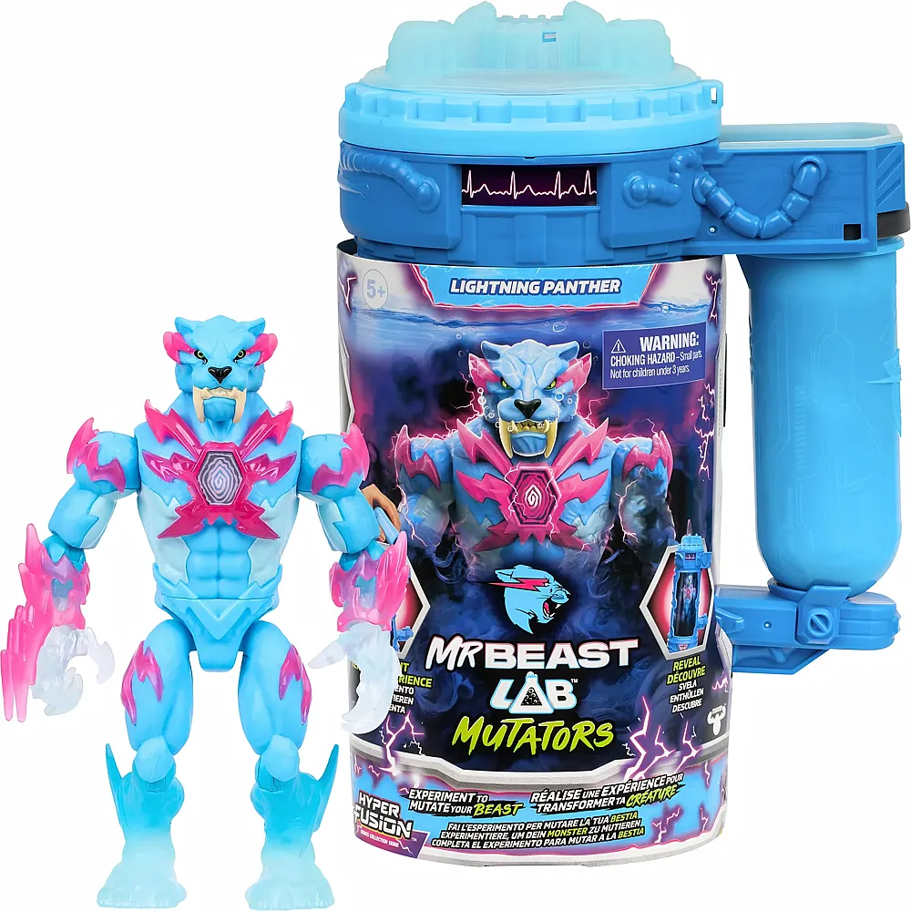 Moose Toys Mr Beast Lab Mutators Lightning Panther, 14 cm, Mutations-