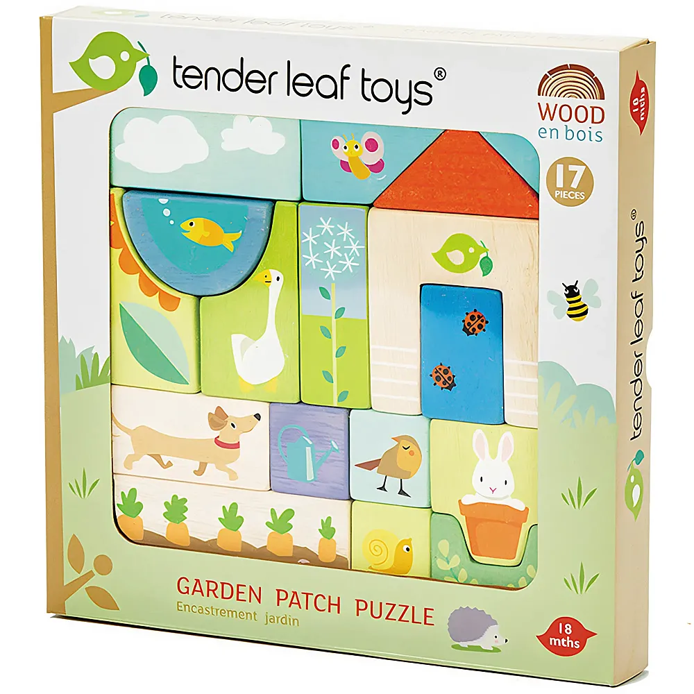 Tender Leaf Toys Puzzle und Blcke Garten 17Teile