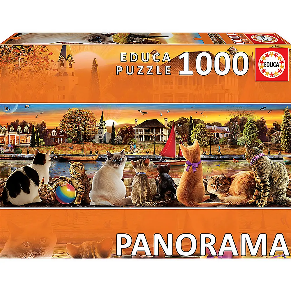 Educa Puzzle Panorama Cats on the Quay 1000Teile