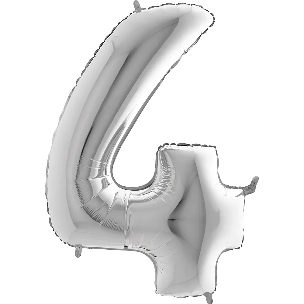 Grabo Megaloons Folienballon Zahl 4 Silber - 102 cm