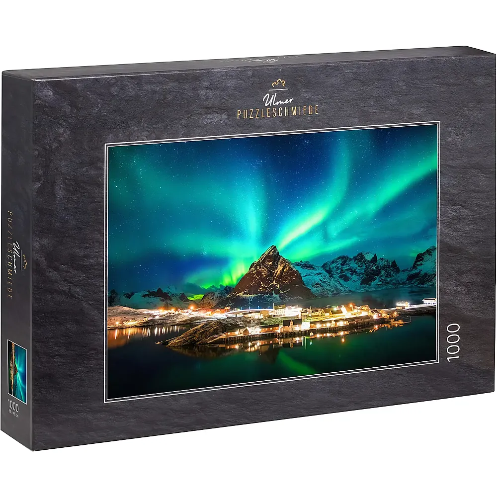 Ulmer Puzzleschmiede Polarlichter �ber dem Straenlicht norwegischer Siedlungen - 1000 Teile
