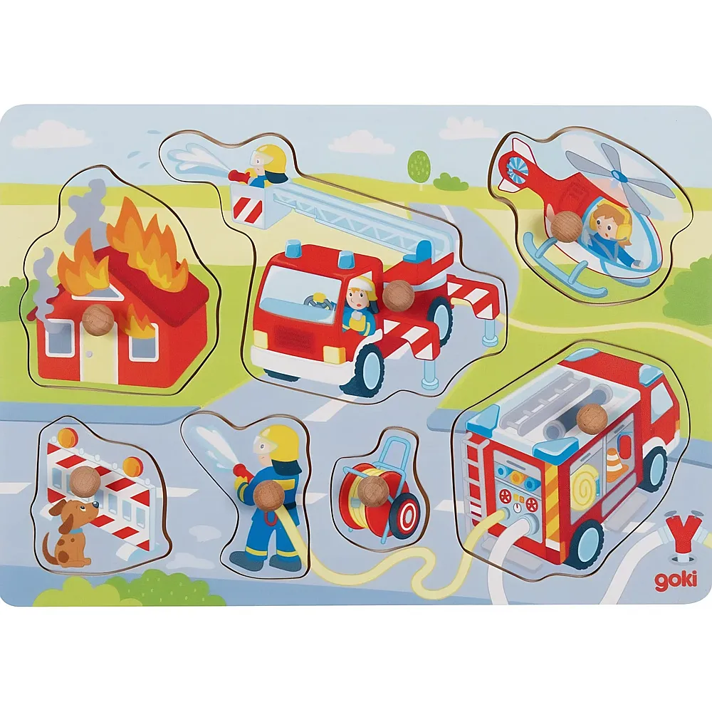 Goki Steckpuzzle Feuerwehreinsatz 7Teile | Kleinkind-Puzzle