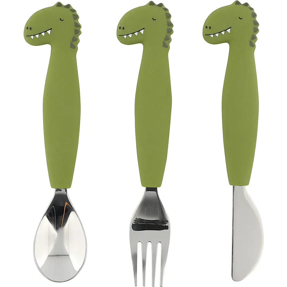 meinspielzeug - Trixie Mr. Dino Kinderbesteck mit Silikongriff 3Teile | Essen & Trinken