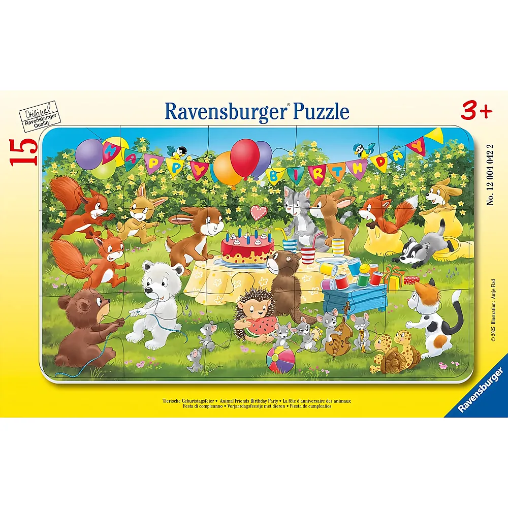 Ravensburger Puzzle Tierische Geburtstagsfeier - 15 Teile - Rahmenpuzzle