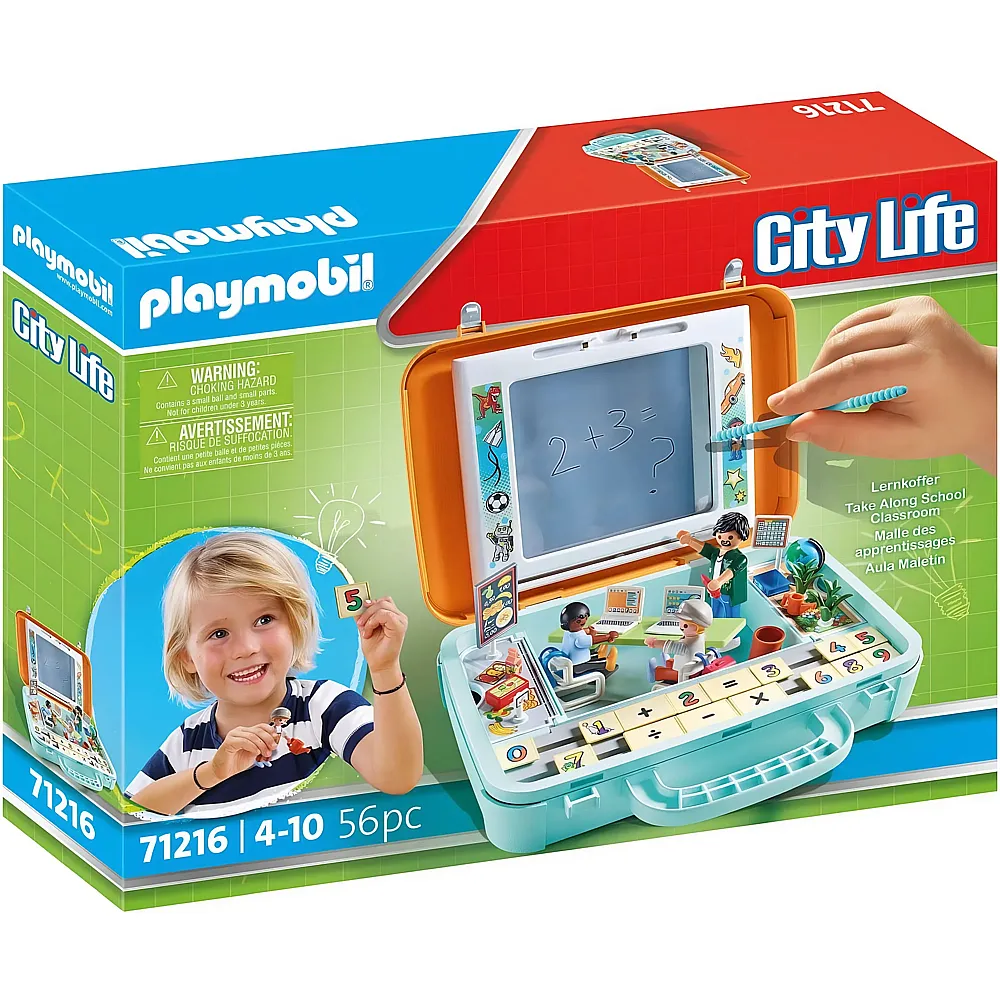 PLAYMOBIL City Life Lernkoffer mit Matheaufgaben und Tafel zum Schreiben 71216