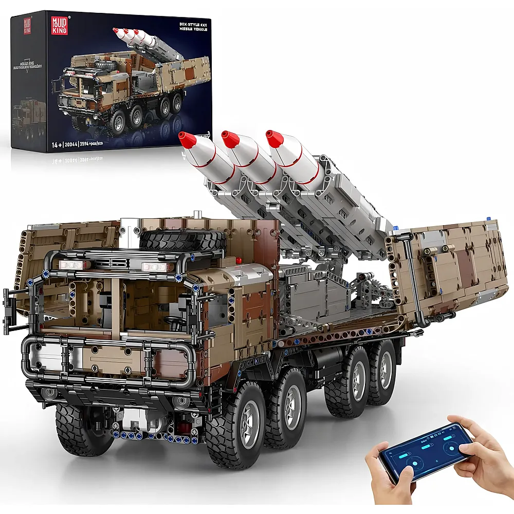 meinspielzeug - Mould King Military Ferngesteuerter 8x8 Offroad Raketenwerfer 20044 | Klemmbausteine Milit�r