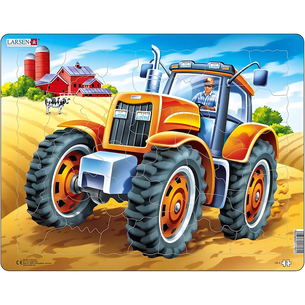 Larsen Puzzle Traktor auf dem Feld - 37 Teile - Rahmenpuzzle