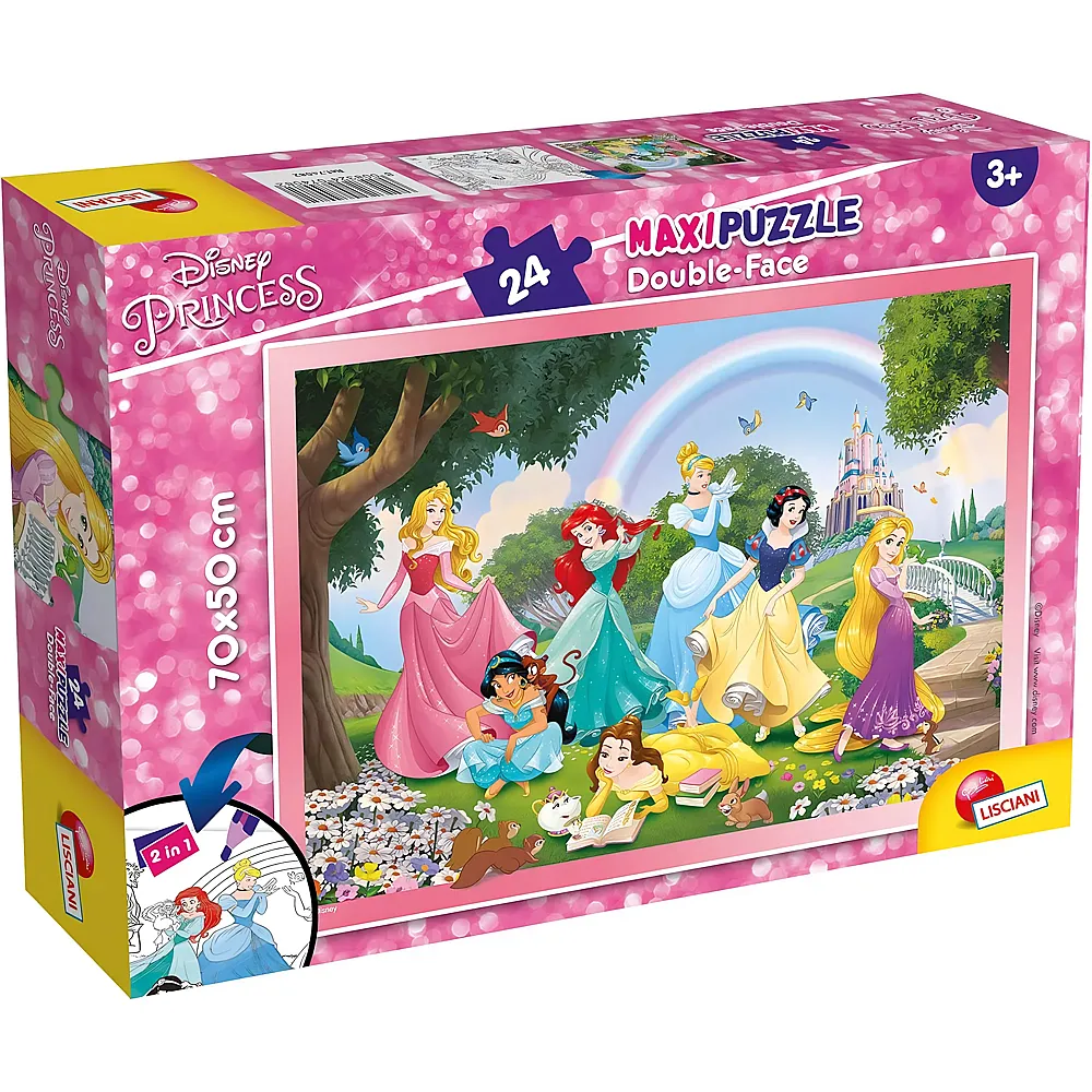Lisciani Puzzle Maxifloor Double-Face 2in1 Disney Princess zum Ausmalen 24Teile