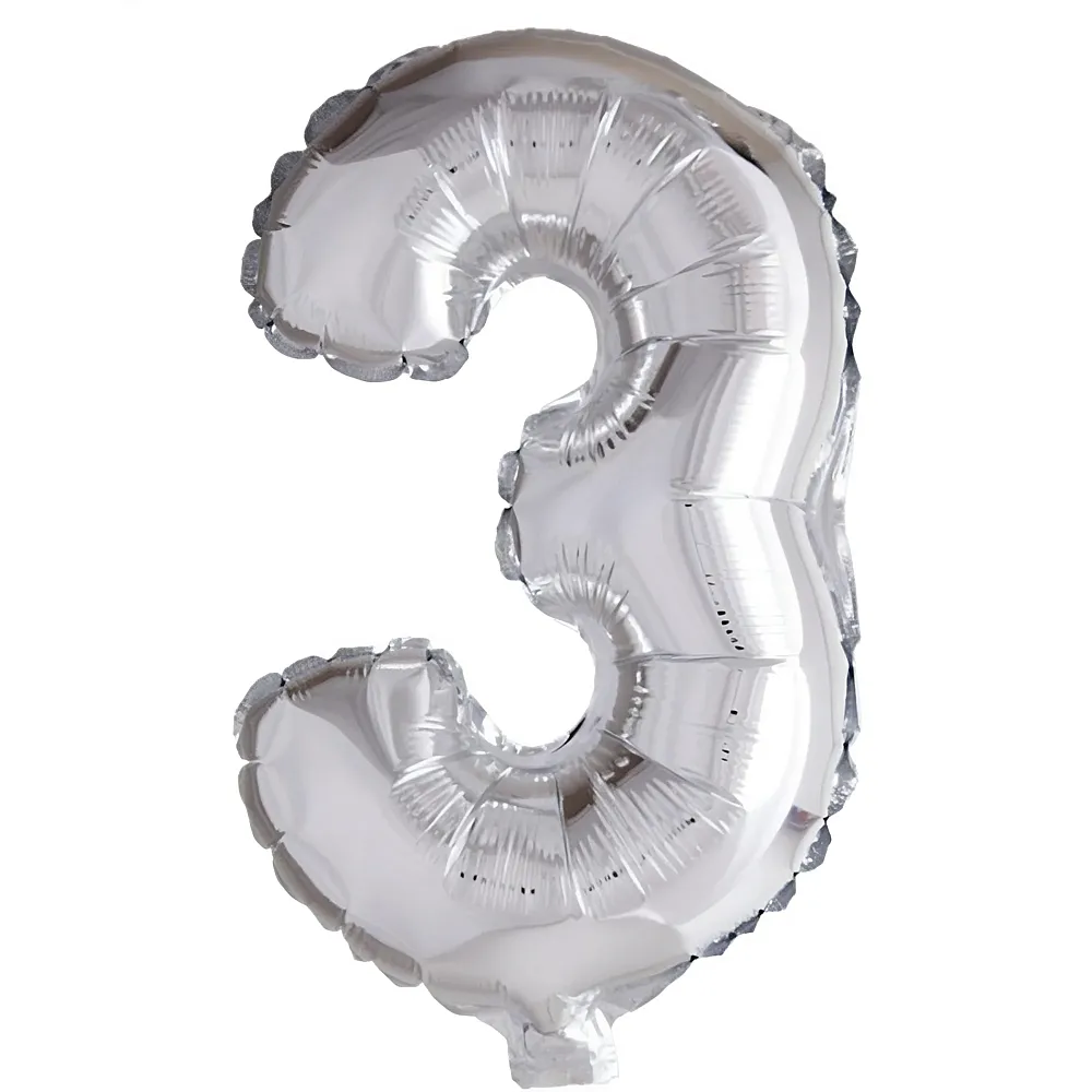 Grabo Megaloons Folienballon Zahl 3 silber - 102 cm