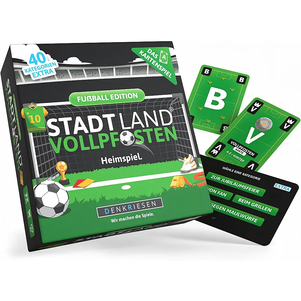 meinspielzeug - Denkriesen Stadt Land Vollpfosten Das Kartenspiel - Fussball Edition - Heimspiel | Partyspiele