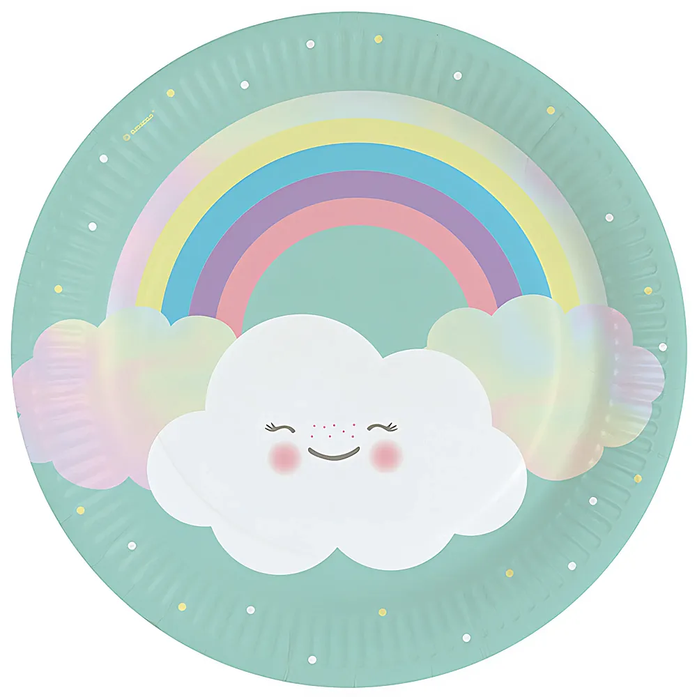 Amscan Kartonteller Rainbow & Cloud 23cm 8Teile | Kindergeburtstag