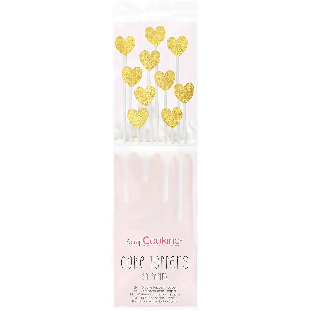 ScrapCooking Cake Toppers Herz Gold - 10 Teile