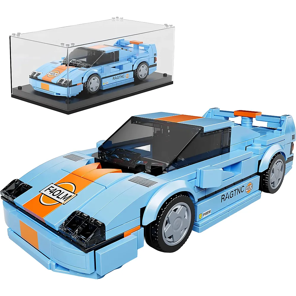 Mould King Speed Champion Mould King 27077 Technik Speed Champion Rennwagen Klemmbausteine F40 LM Auto Bausteine Sportwagen Bauspielzeug mit Acryl Vitrine Modellautos zum Sammeln 435 Teile - Klemmbausteine Fahrzeuge