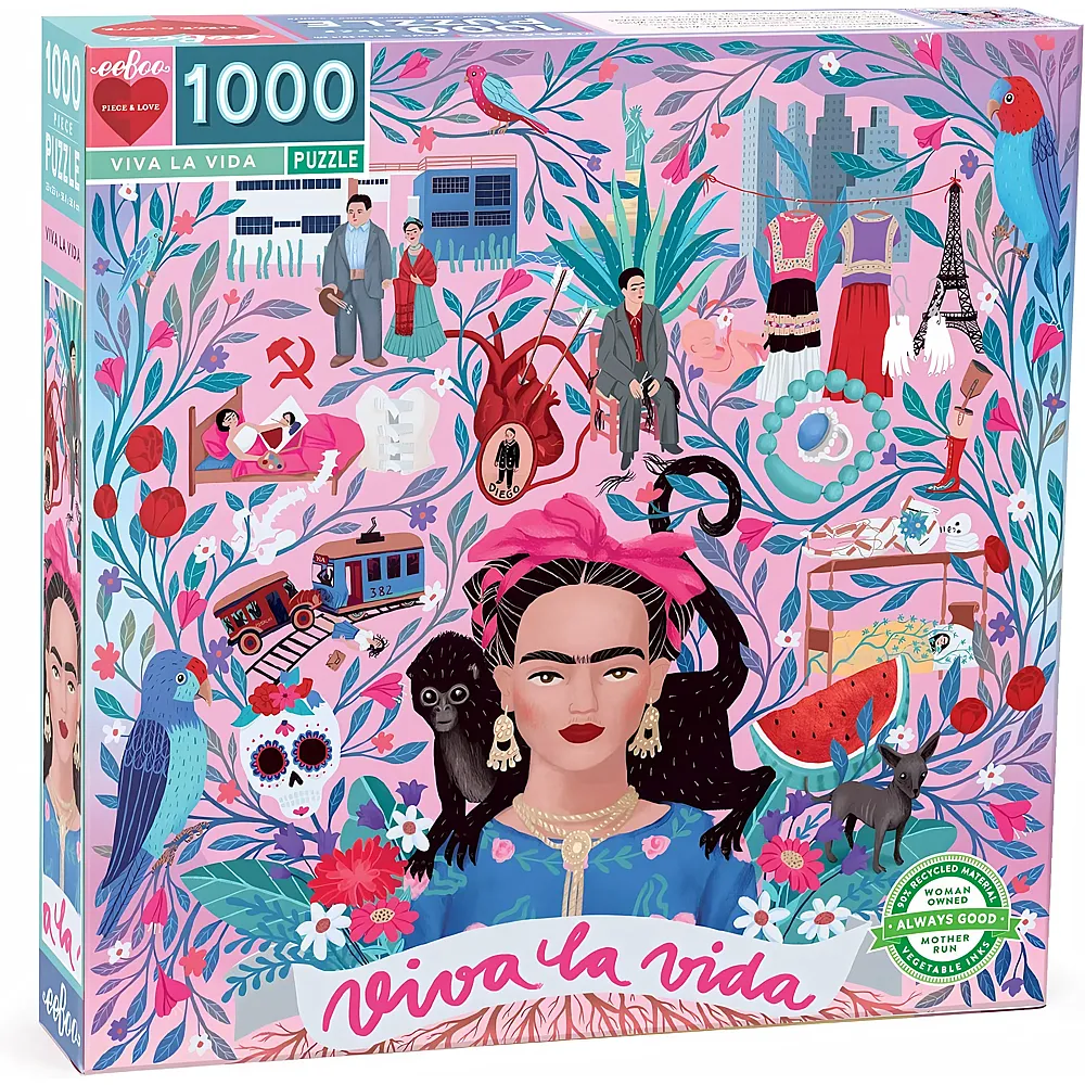 eeBoo Puzzle Frida Kahlo - Viva la Vida - 1000 pezzi