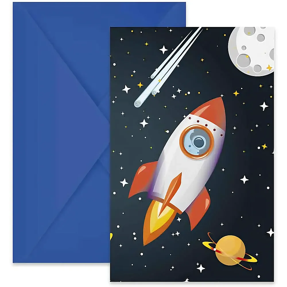 Procos Einladungen und Umschl�ge Rocket Space - 6 Teile | Partydeko