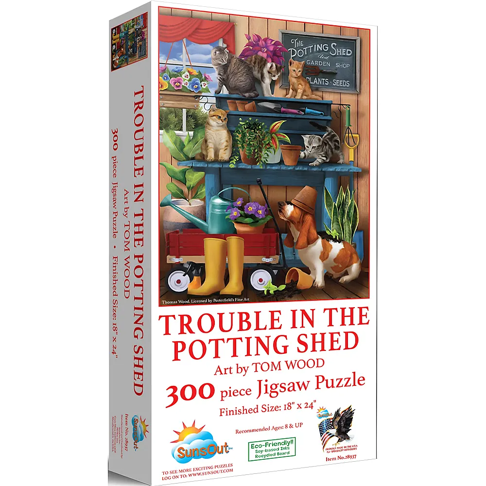 SunsOut Puzzle Tom Wood Trouble in the Potting Shed - 300 Teile