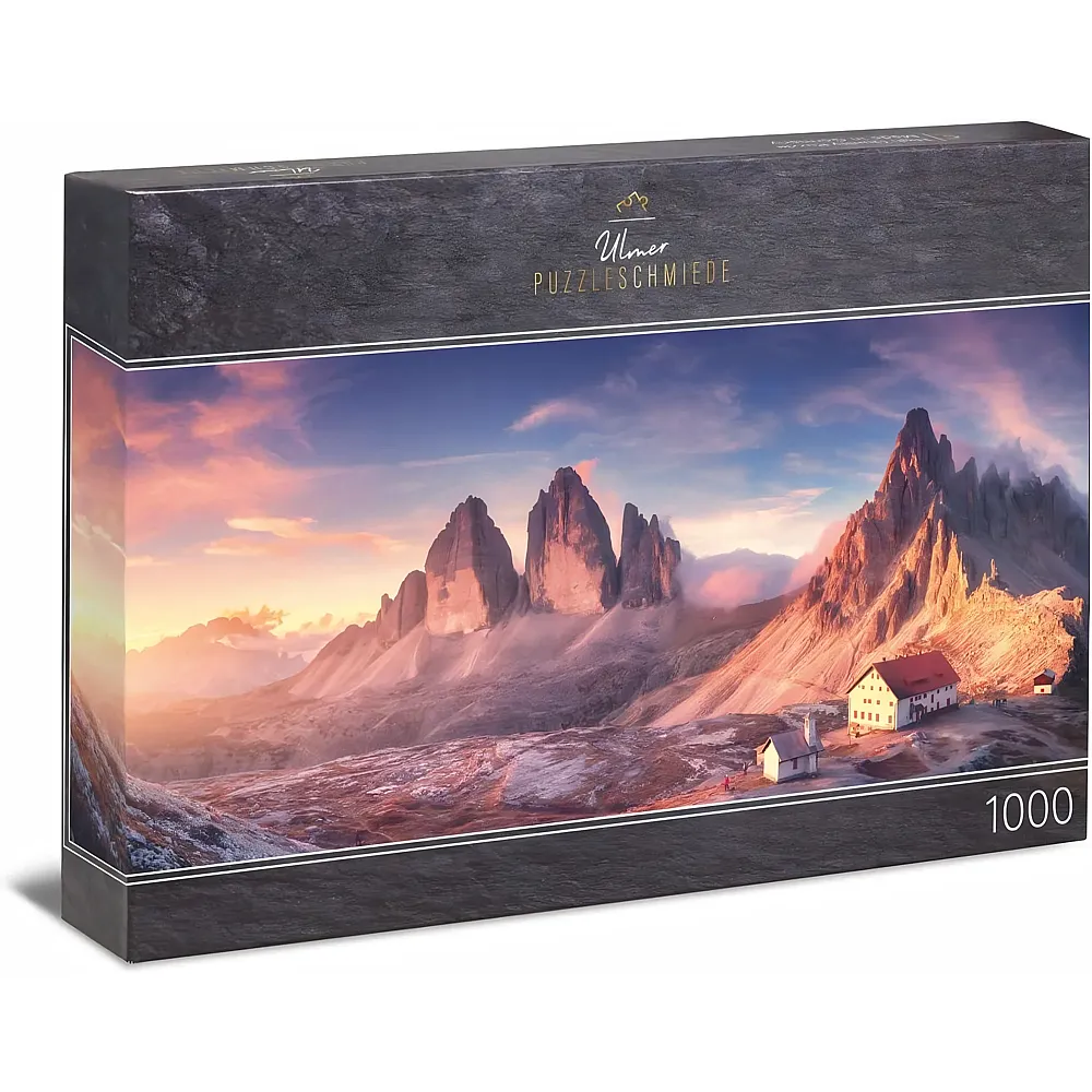 Ulmer Puzzleschmiede Drei Zinnen im Sonnenuntergang, Dolomiten - 1000 Teile | Puzzle 1000 Teile