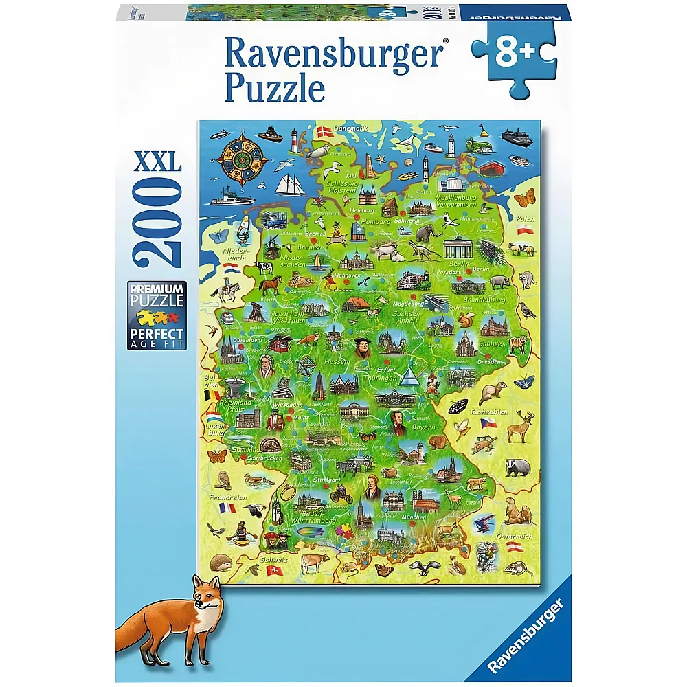 Ravensburger Puzzle Bunte Deutschlandkarte - 200 Teile