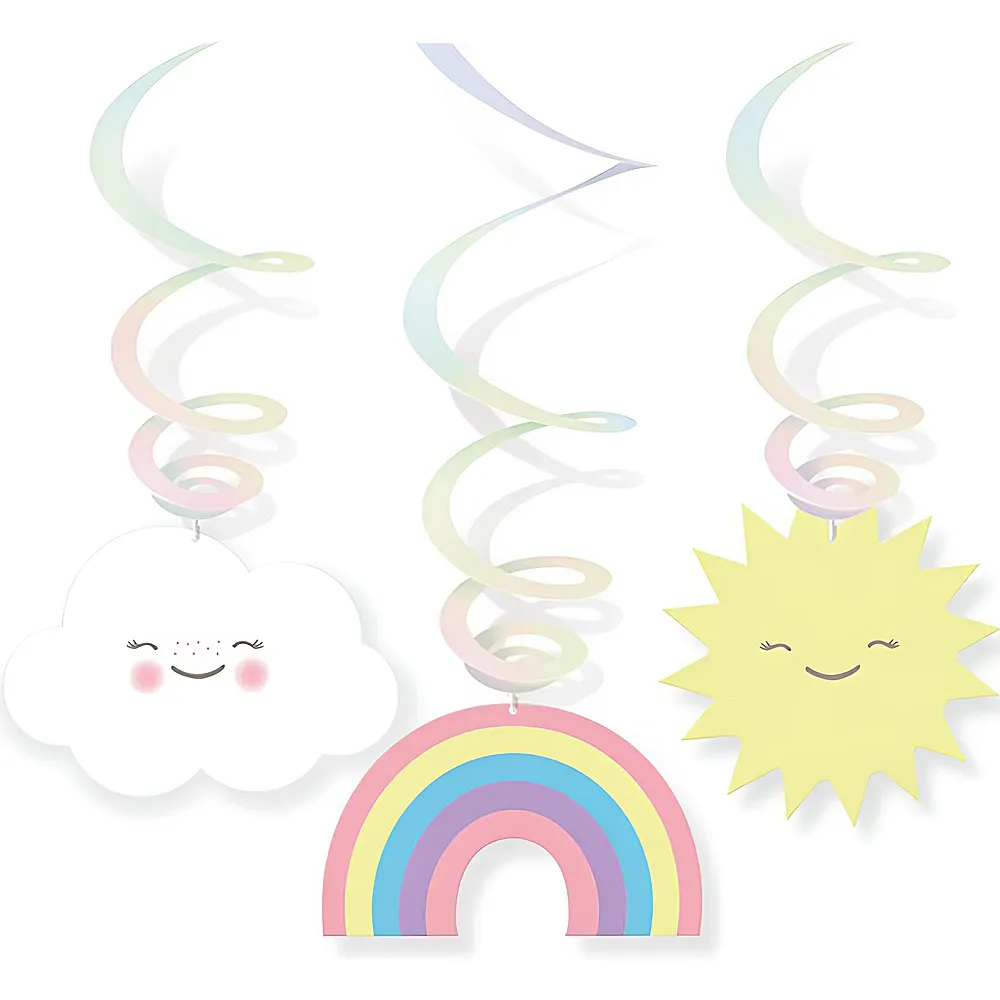 Amscan Dekospiralen Rainbow & Cloud 6Teile | Kindergeburtstag