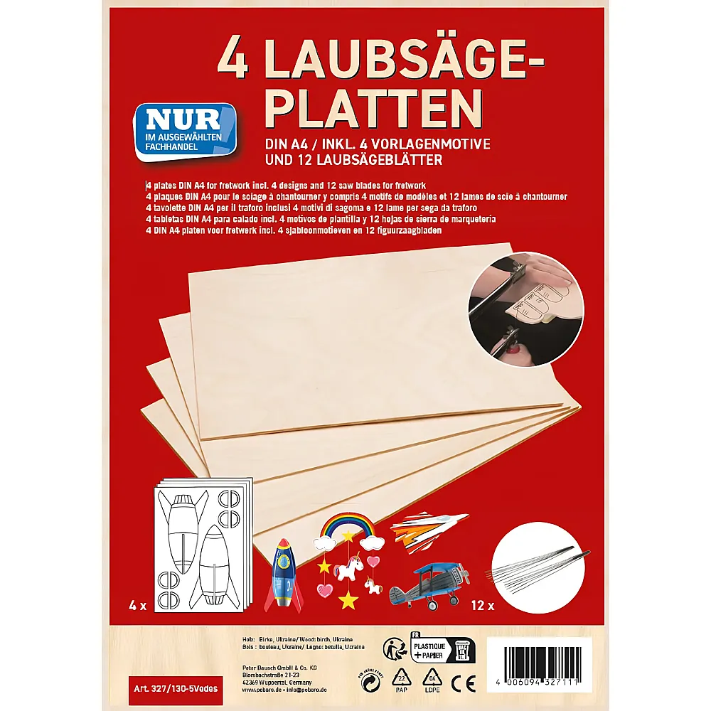 Pebaro Laubs�gesperrholzplatten DIN A 4 inkl.