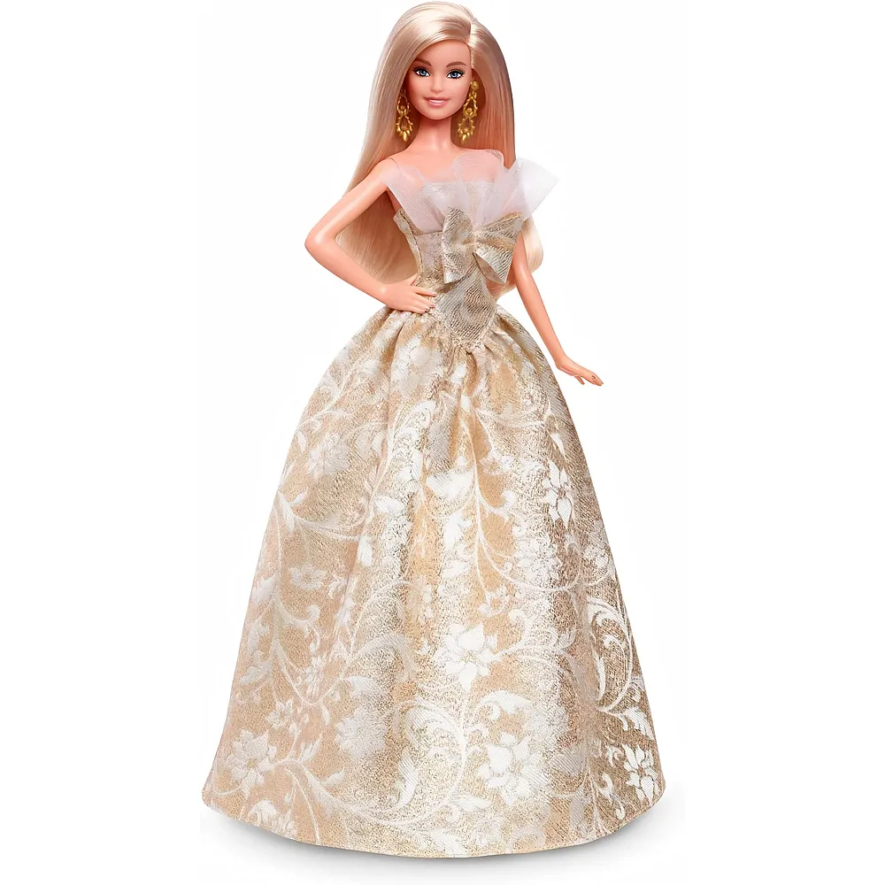 Barbie Signature Blonde Modepuppe mit Kleid in Silber und Gold