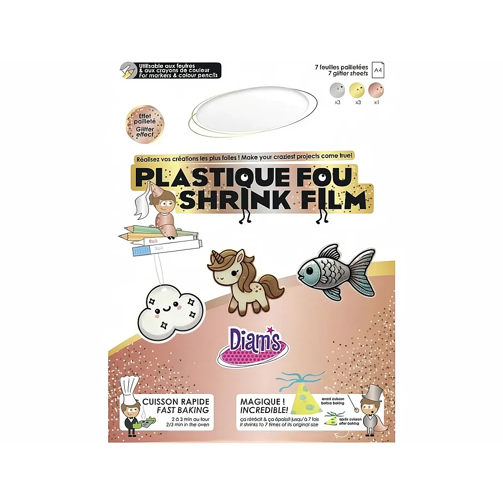 OZ International Diam's Plastique Fou 7 Feuilles: Paillete 3 Or, 3 Argent ,