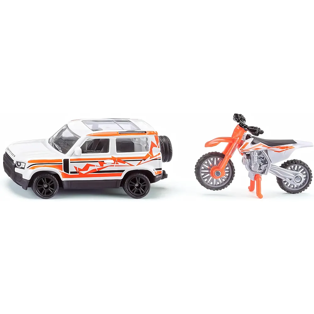 meinspielzeug - Siku Super Land Rover Defender mit KTM Motorrad | Autos
