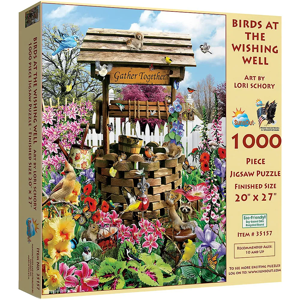 SunsOut Puzzle Lori Schory Birds at the Wishing Well 1000Teile