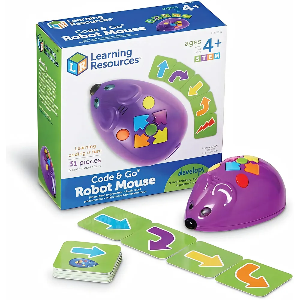 Learning Resources Mint-Robotermaus Jack, ab 5 Jahren, Coding-Spielzeug f�r Kinder, Einf�hrung in Programmierung & Logik, Lernspiel mit