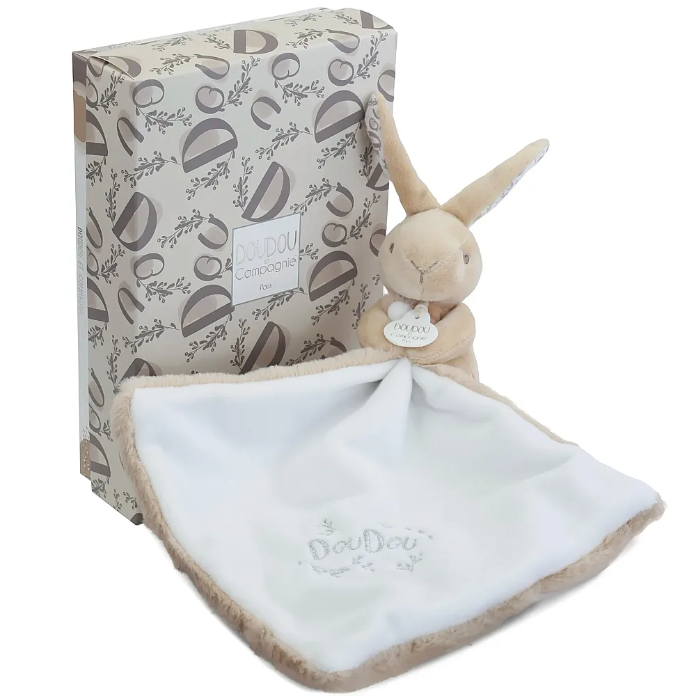 Doudou et Compagnie Hase mit Schmusetuch Beige - 10 cm