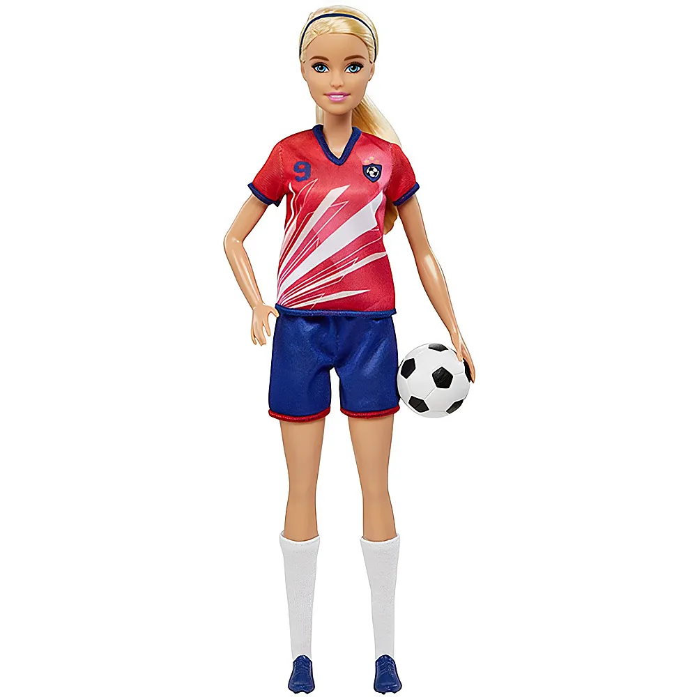Barbie Karrieren Fussball-Spielerin im roten Trikot blond