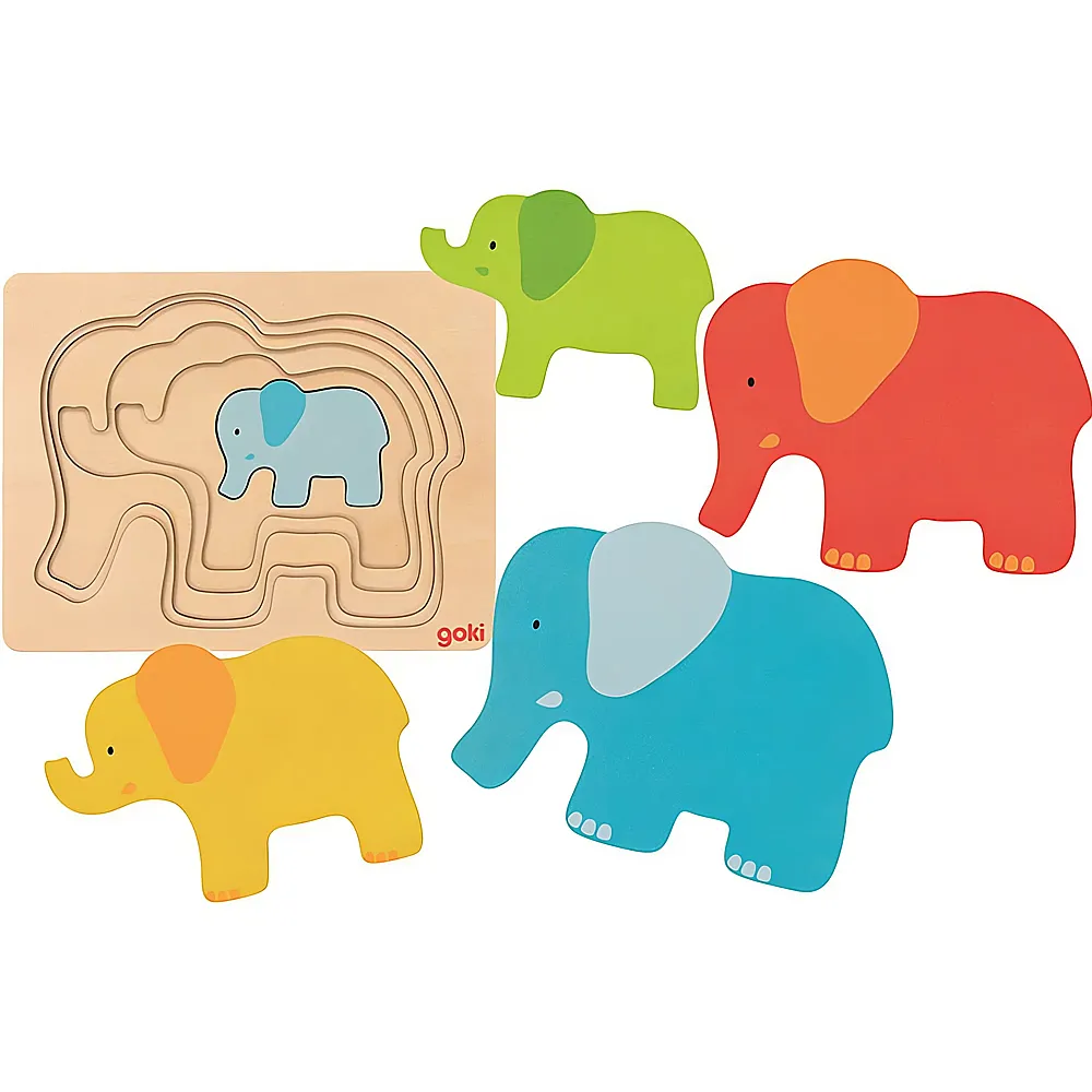 Goki Schichtenpuzzle Elefant 5Teile | Lagenpuzzle
