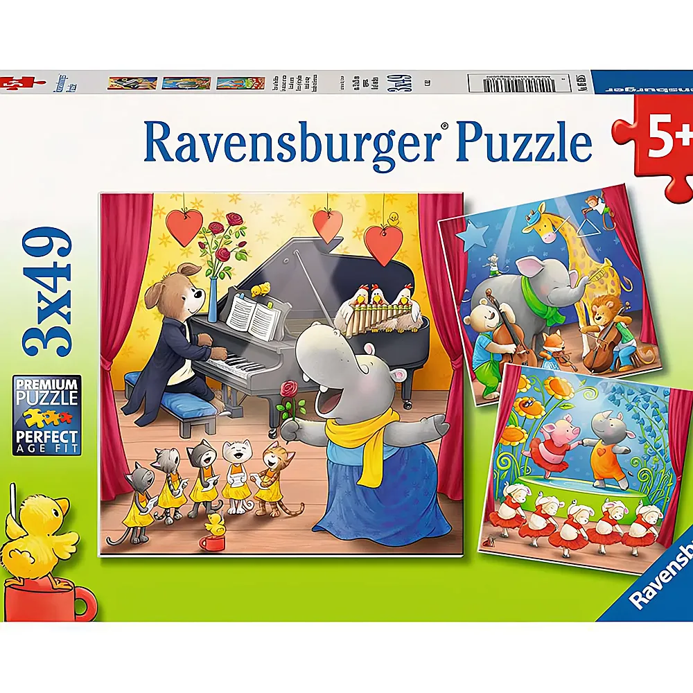 Ravensburger Puzzle Tiere auf der Bhne 3x49